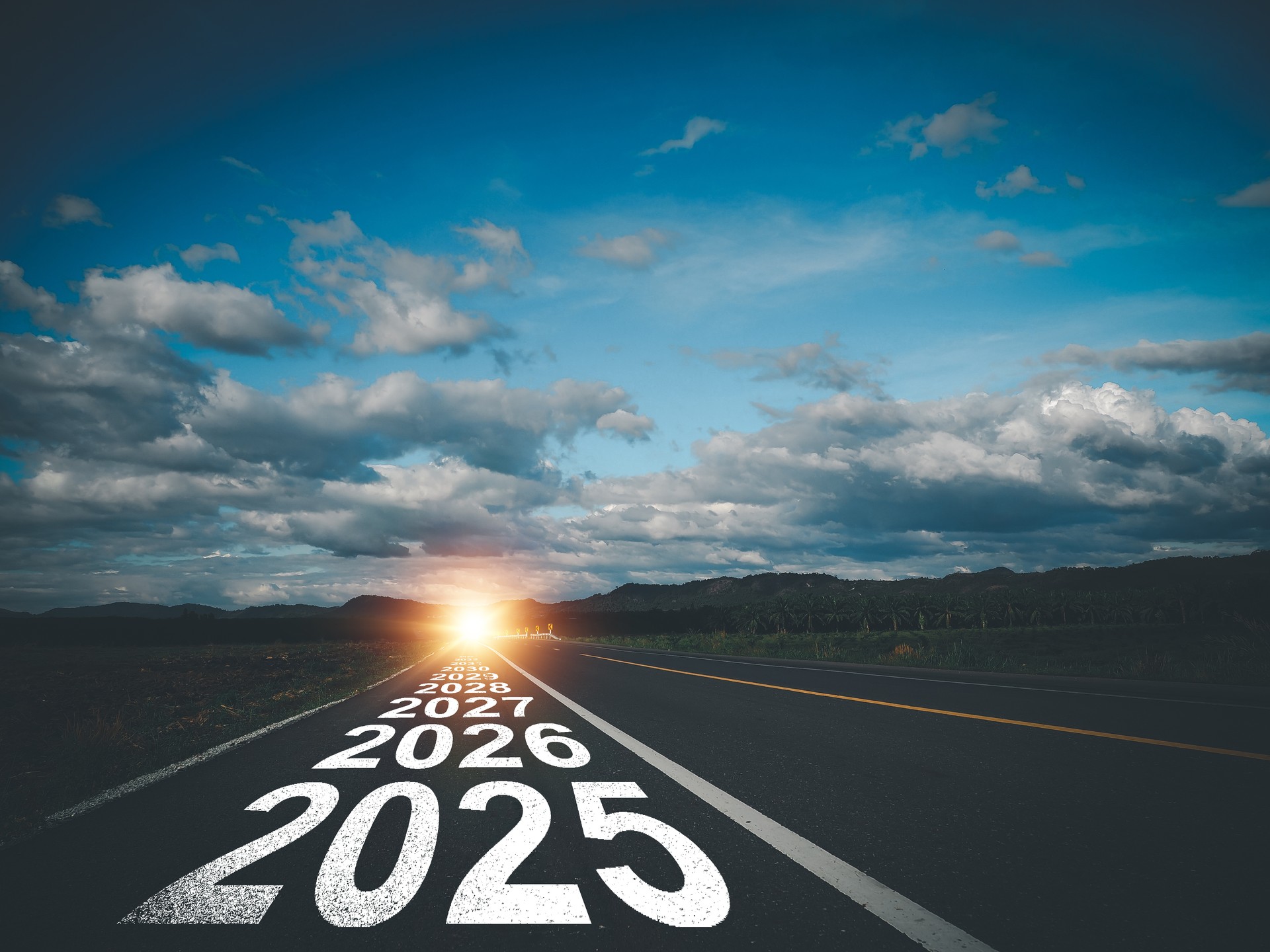 Road 2025 to 2032 new year direction concept