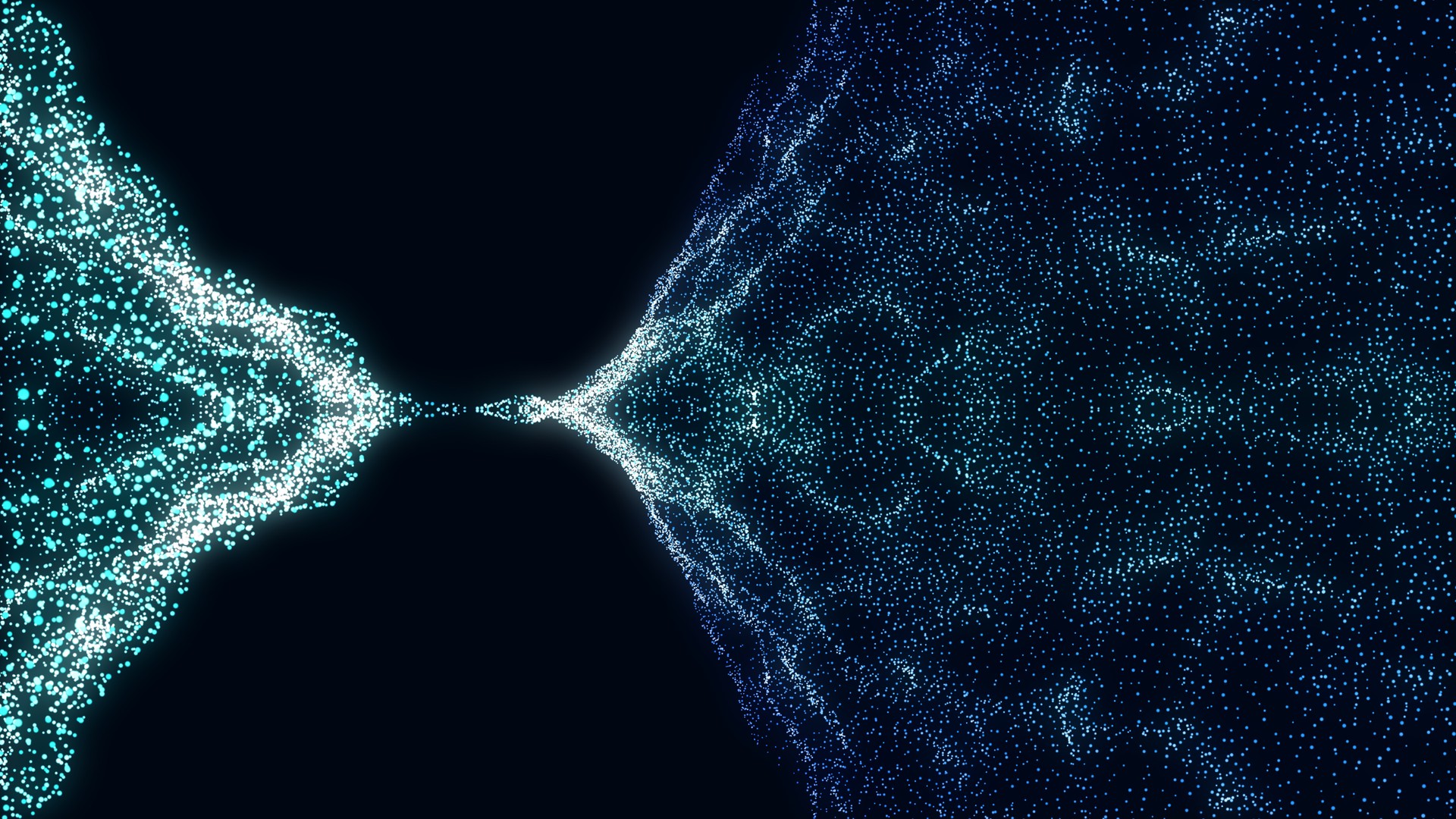 Digital technology wave top view. Dark cyberspace with black motion dots. Futuristic digital background. Big data analytics. 3d rendering.